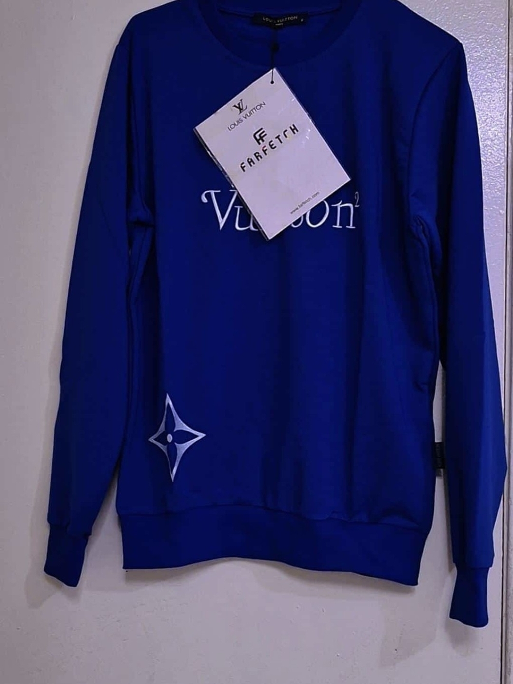 Louis Vuitton Men’s Royal Blue Crewneck Sweatshirt with White Accents